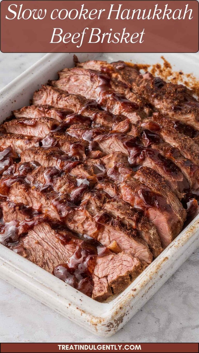 Slow cooker Hanukkah Beef Brisket - Treat Indulgently