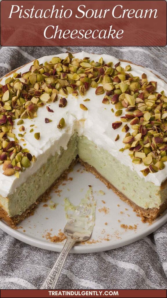Pistachio Sour Cream Cheesecake
