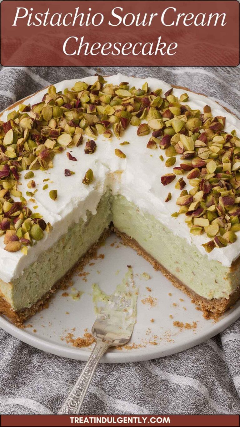 Pistachio Sour Cream Cheesecake - Treat Indulgently