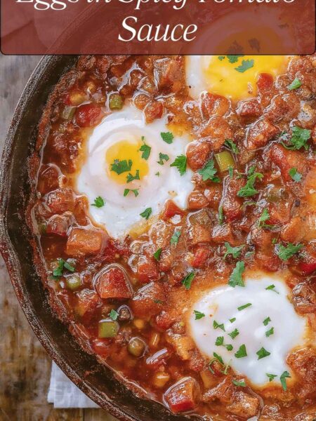 Shakshouka Poached Eggs in Spicy Tomato Sauce