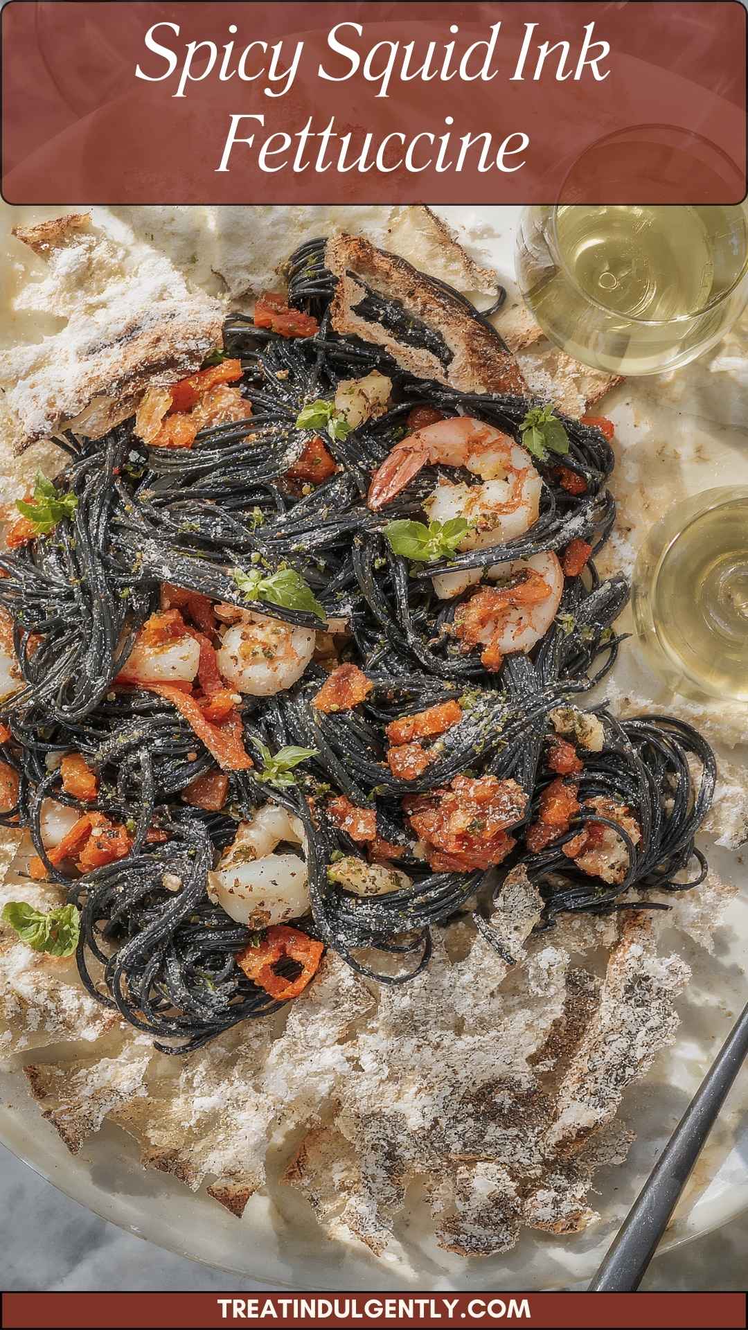 Spicy Squid Ink Fettuccine
