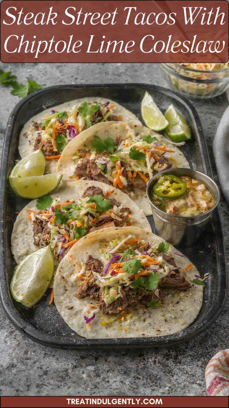 Steak Street Tacos With Chiptole Lime Coleslaw – Treat Indulgently