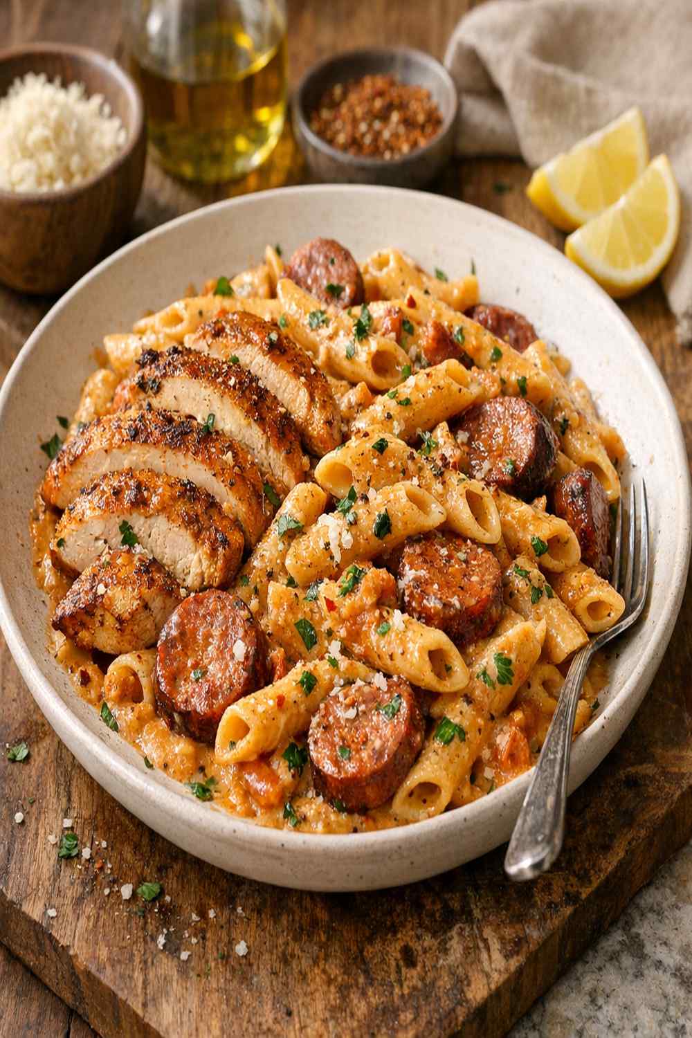 Creamy Cajun Chicken And Sausage Pasta Recipe
